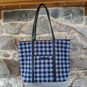 Vera Bradley Blue Alpine Check Trimmed Tote